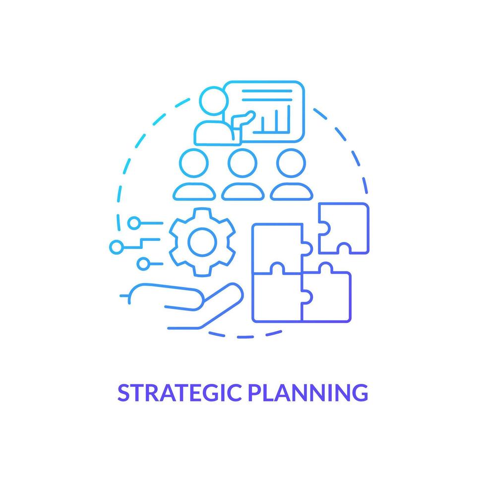 Strategic planning blue gradient concept icon. Determine goals and objectives. IT staffing model abstract idea thin line illustration. Isolated outline drawing vector