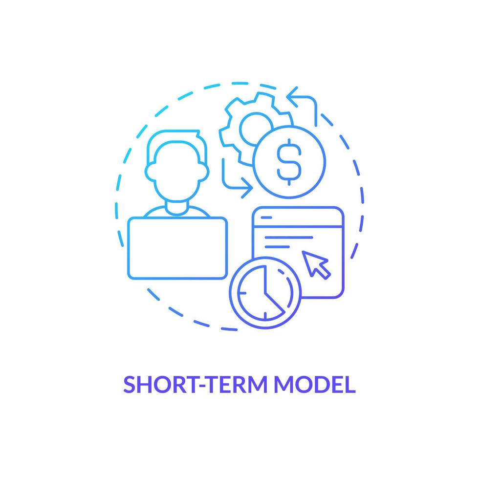 Short-term model blue gradient concept icon. Temporary worker. Search employee. IT staffing model abstract idea thin line illustration. Isolated outline drawing vector