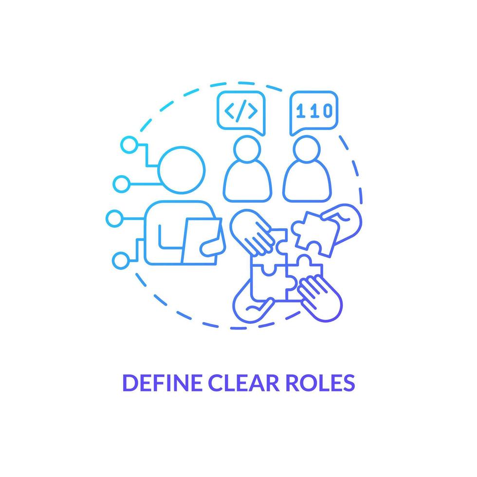 Define clear roles blue gradient concept icon. Job position description. Hiring process. IT staffing tip abstract idea thin line illustration. Isolated outline drawing vector