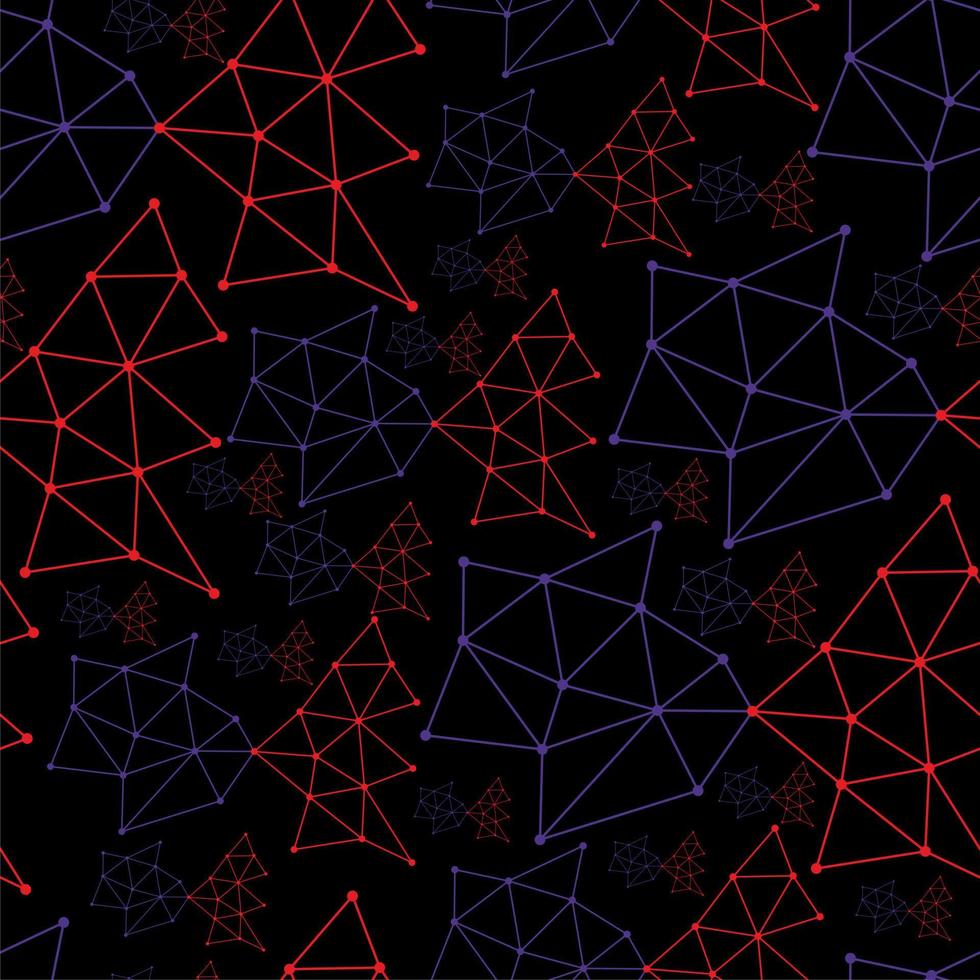 Futuristic neon seamless pattern with light. Blue and red lines, dots. Grid pattern. vector