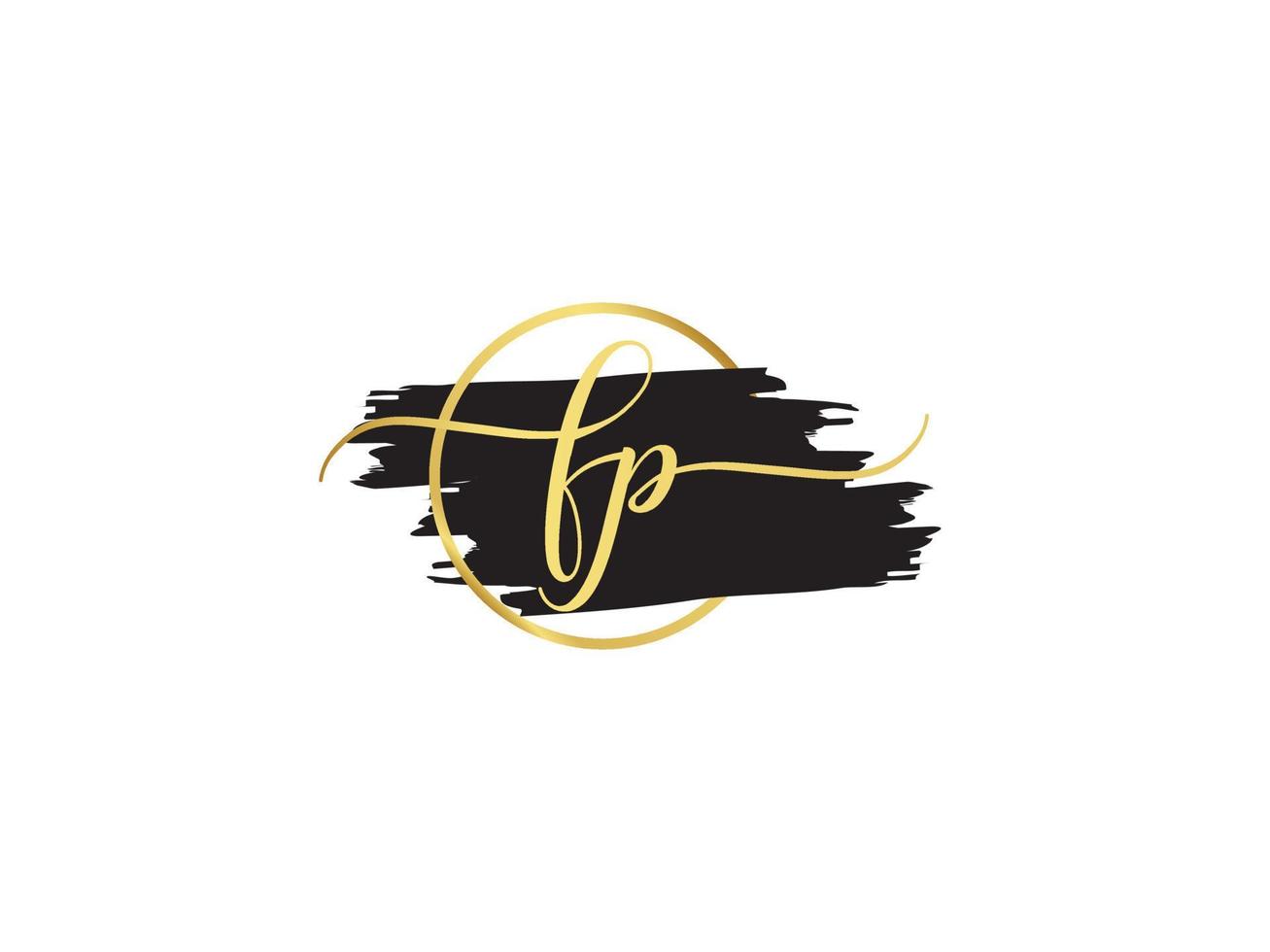 Monogram Fp Signature Logo, Creative FP Brush Letter Logo Icon Design vector