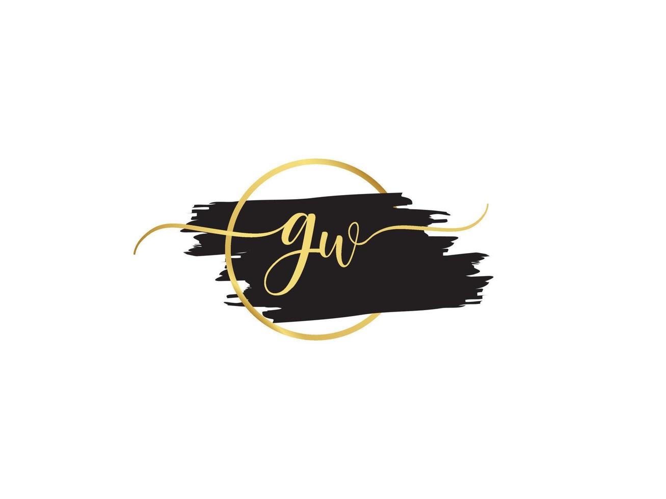 Signature Gw Logo Letter, Brush GW Logo Icon Vector Signature Letter