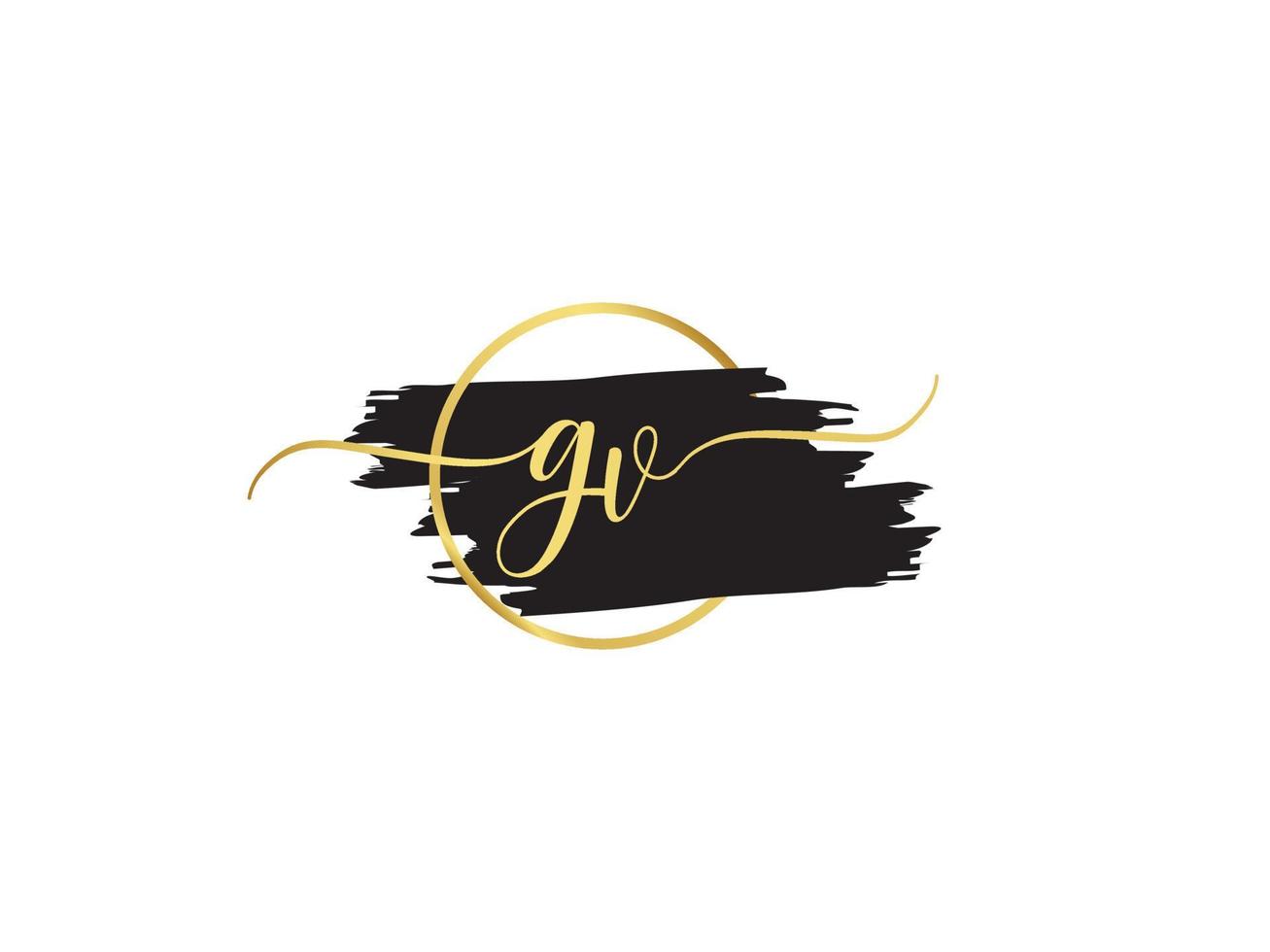 firma gv logo carta, cepillo gv logo icono vector firma letra