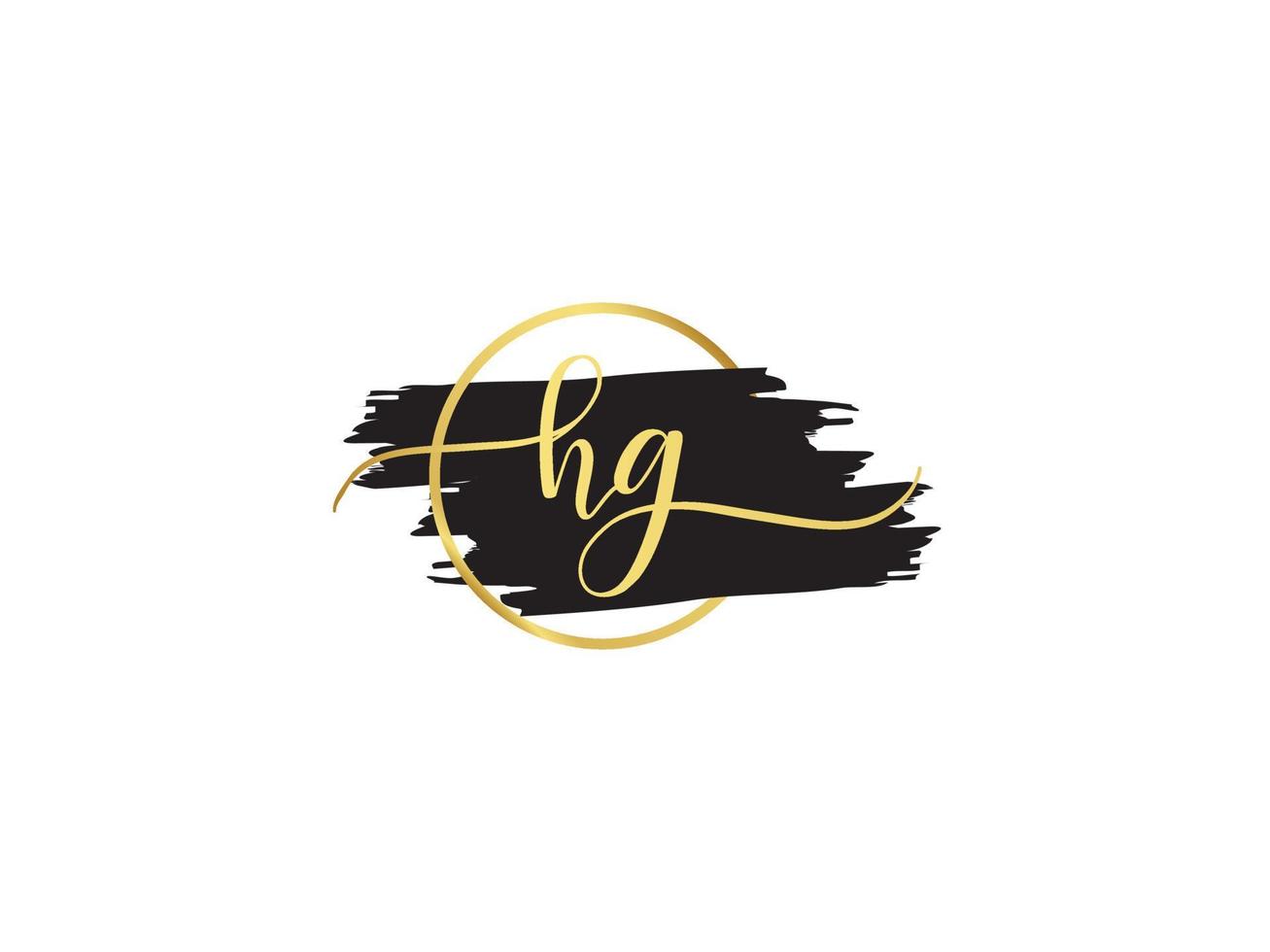Initial Hg Signature Logo, Luxury HG Golden Fashion Logo Letter Design vector