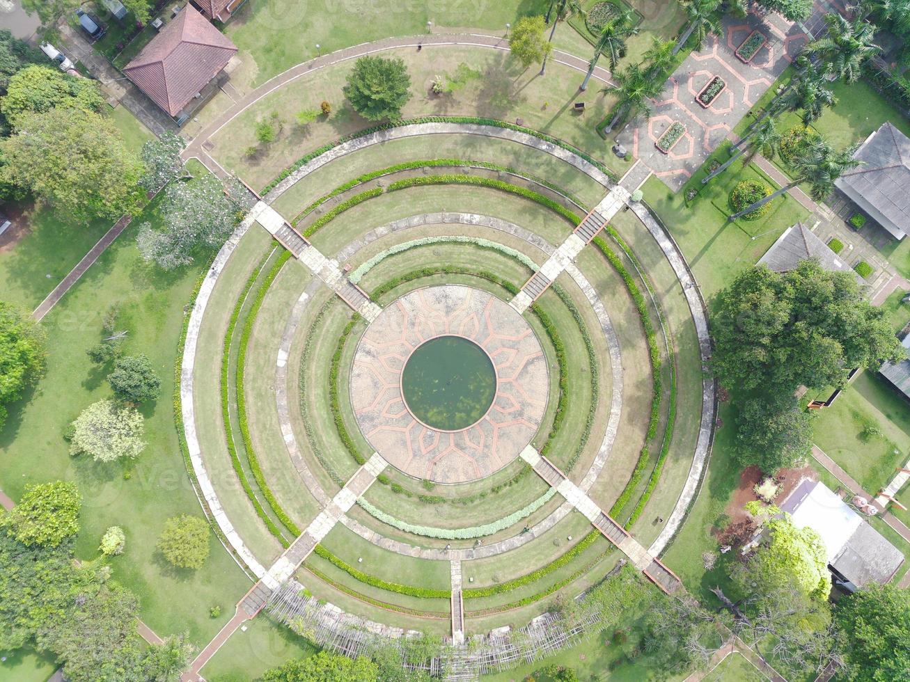 aerial view of the park which has a beautiful pattern. photo