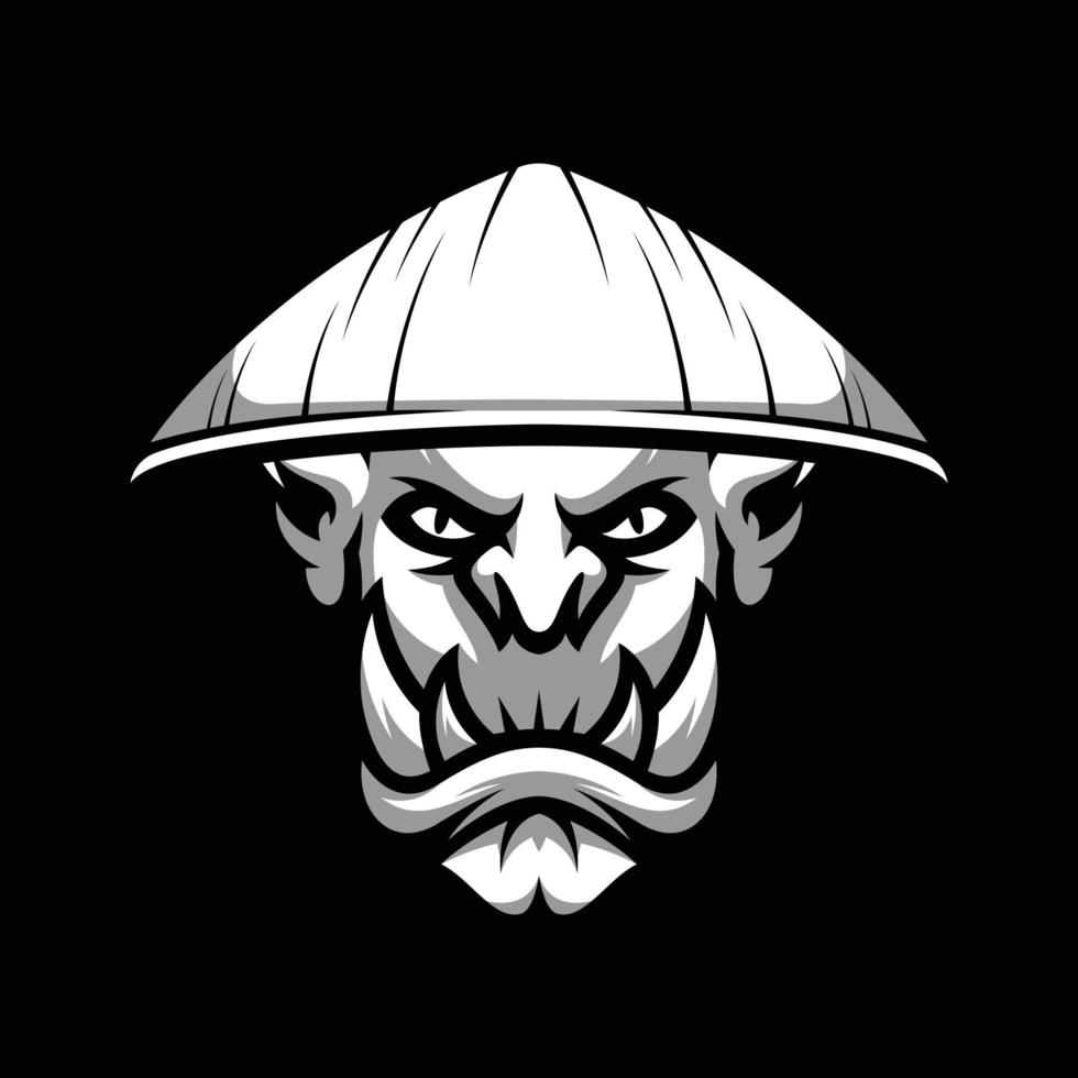 Ogre Farmer Hat Mascot Design Vector