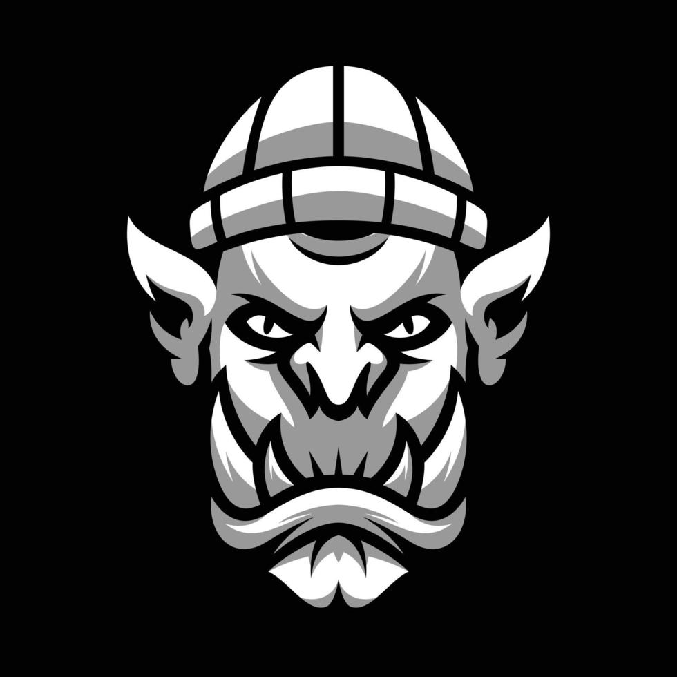 Ogre Beanie Hat Mascot Design Vector