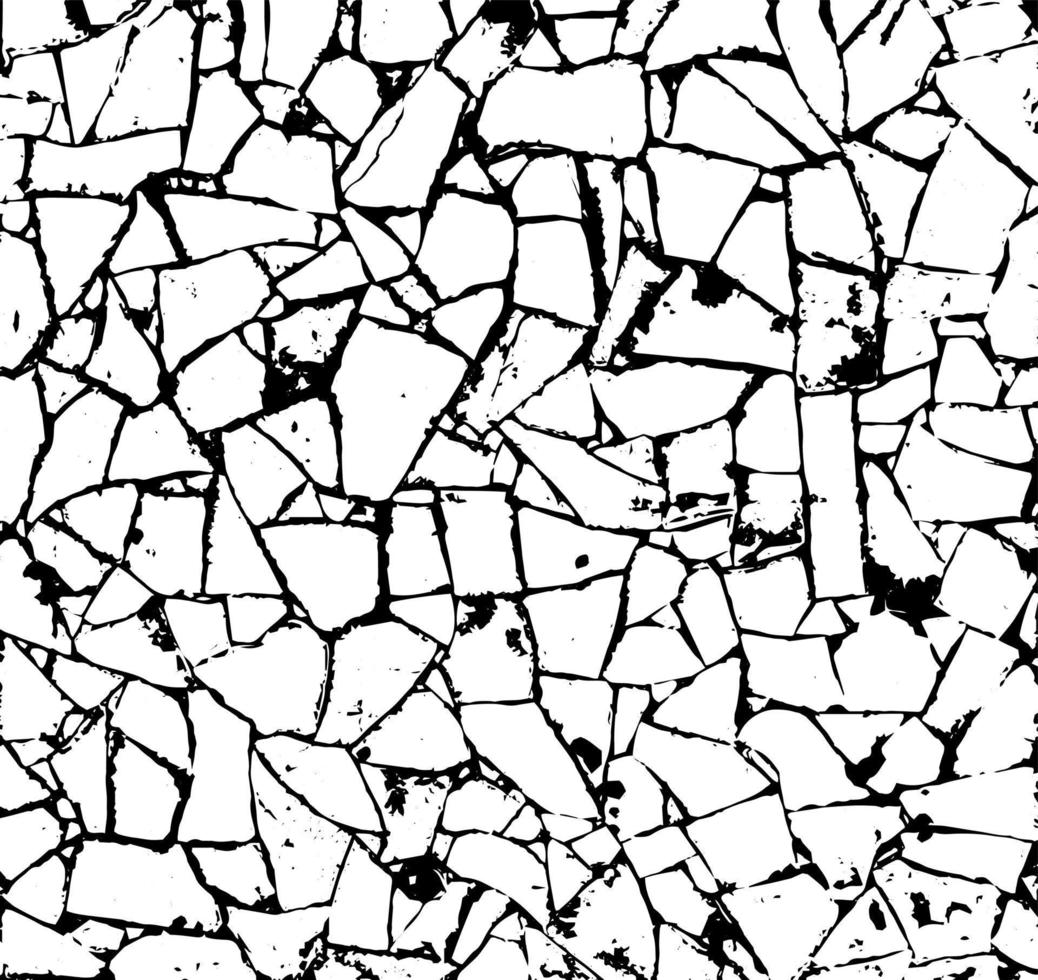 Rustic cracked vector texture with many cracks and scratches. Abstract background. Broken and damaged surface. Aged backdrop. Vector graphic illustration with transparent white.