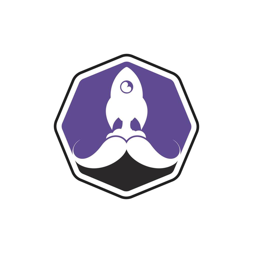 Mustache rocket vector logo design template.