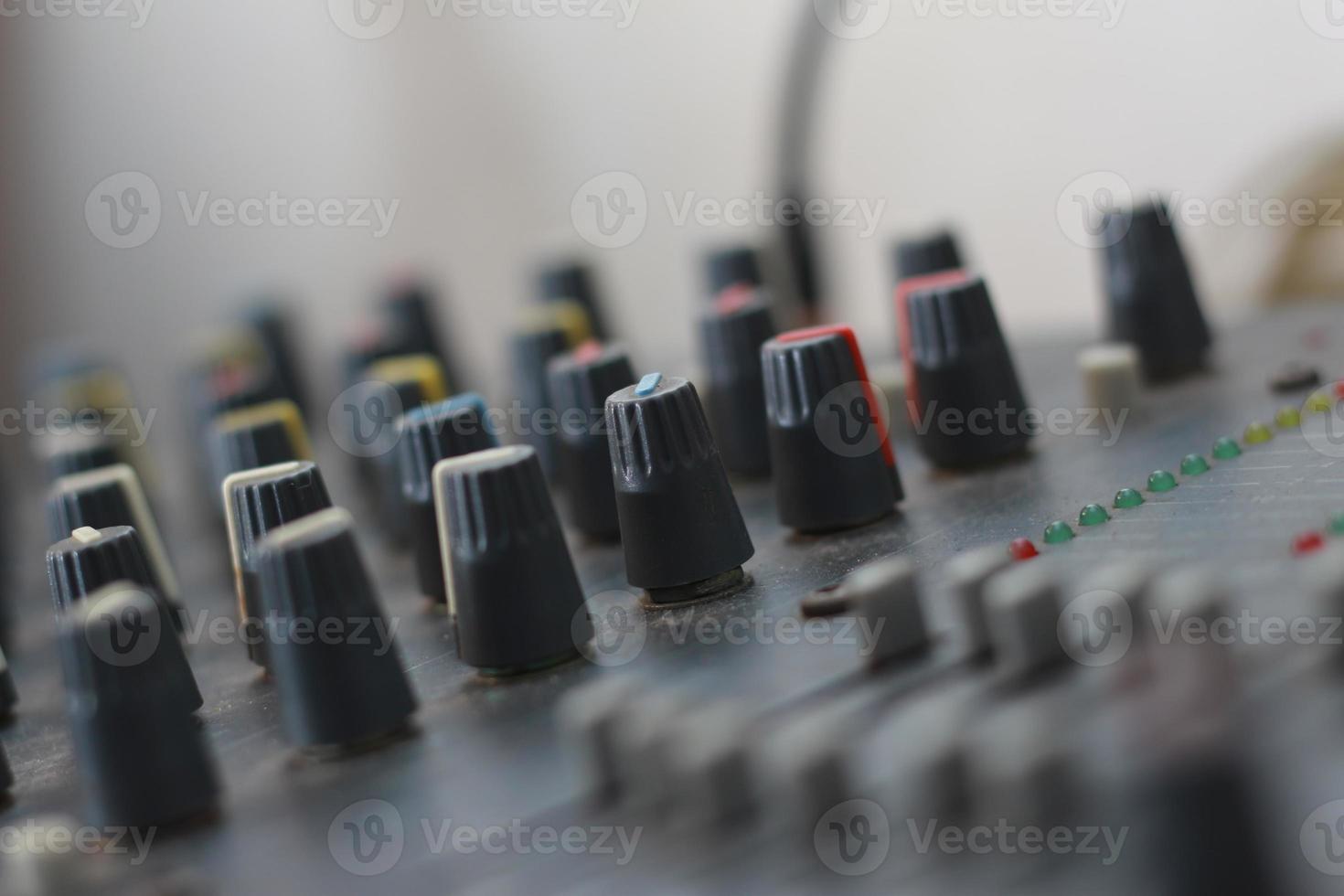 black mixer amplifier detail photo. audio equipment concept photo. Selected focus. photo