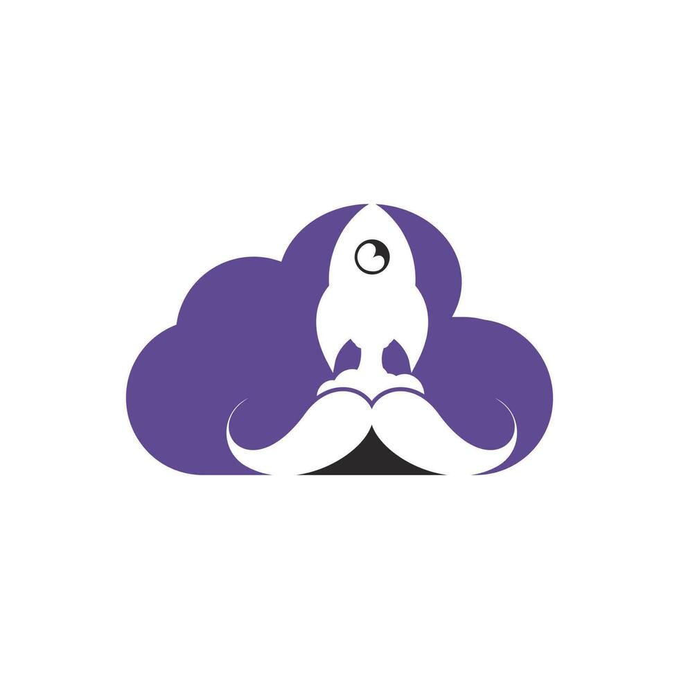 Mustache rocket vector logo design template.