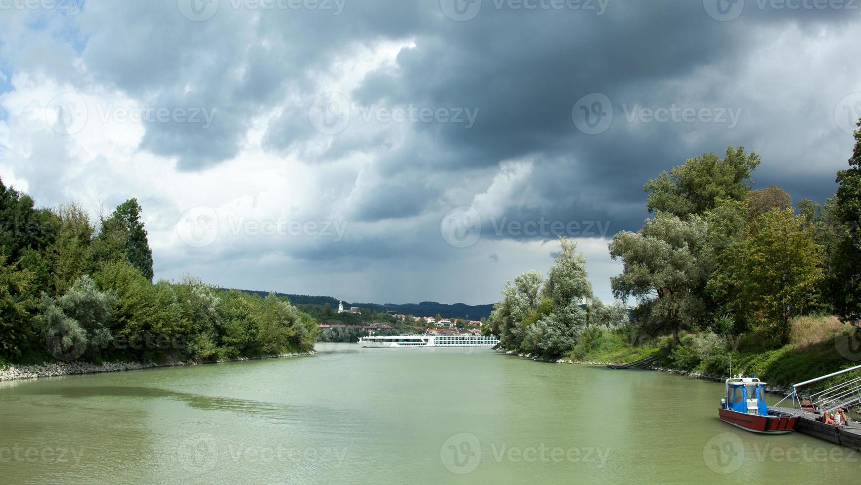 Melk Town Dock and Danube River Boat photo