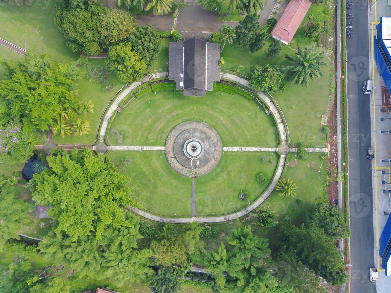 aerial view of the park which has a beautiful pattern. photo
