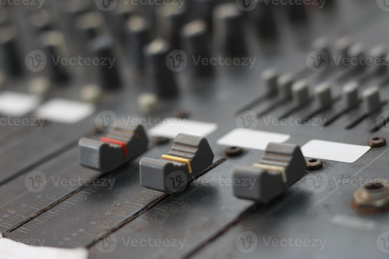 black mixer amplifier detail photo. audio equipment concept photo. Selected focus. photo