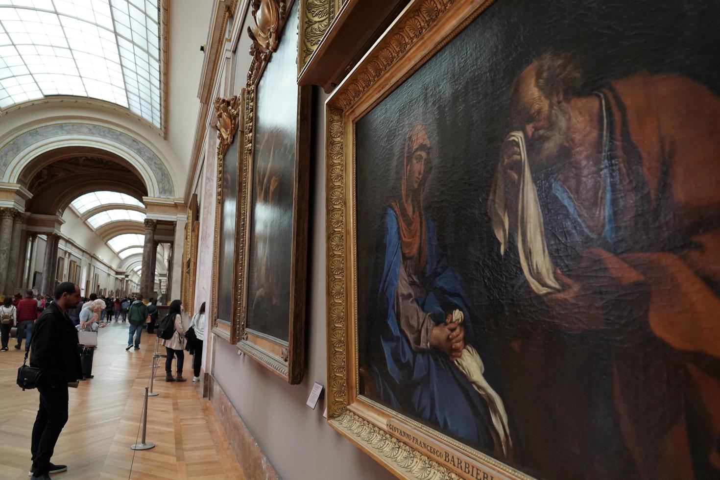 PARIS, FRANCE - OCTOBER 7 2018  - Louvre museum crowded of tourist on first sunday of month photo