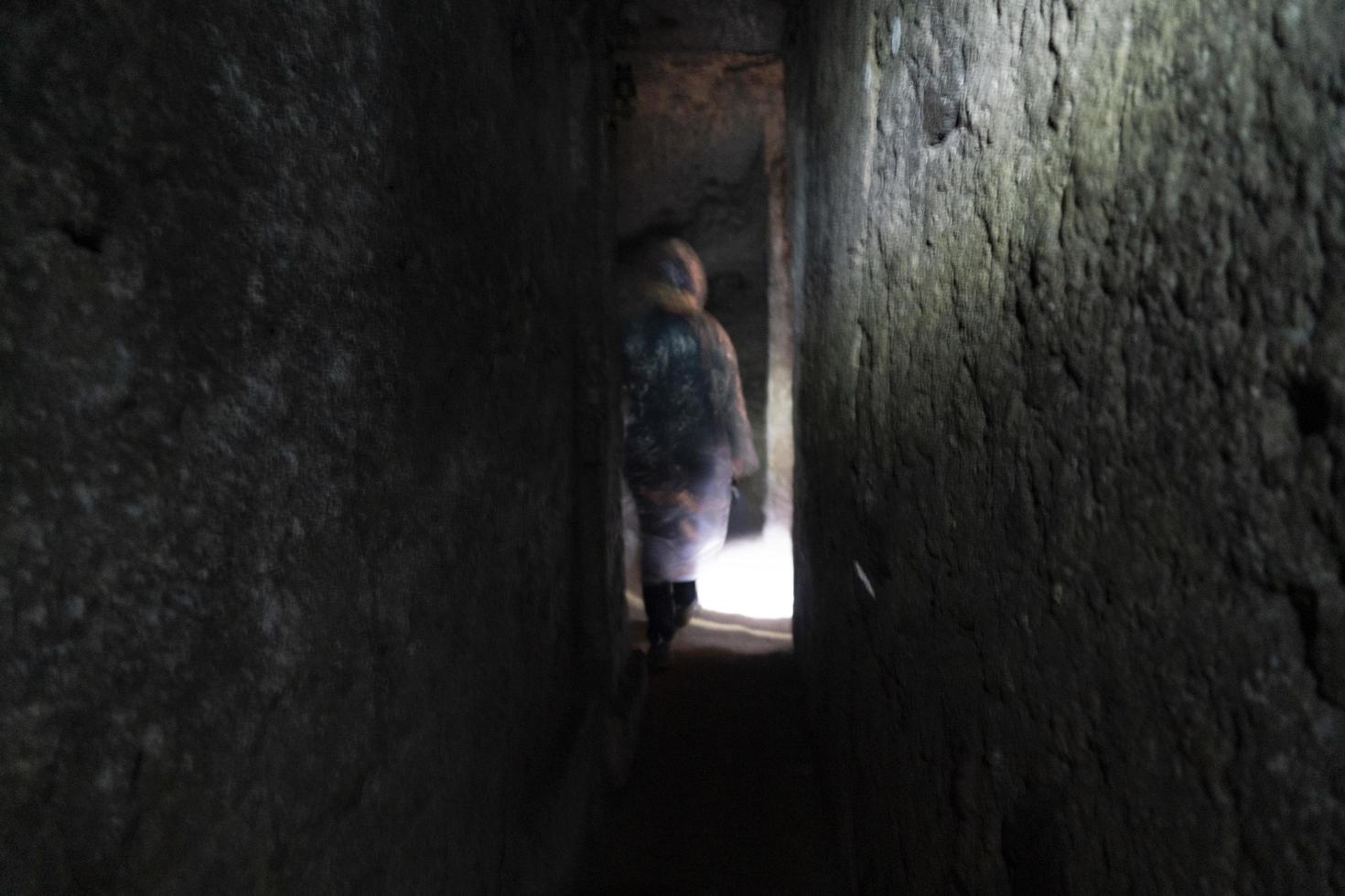 ERCOLANO, ITALY - FEBRUARY 2 2020 - Ercolano Herculaneum ancient ruins underground exploration photo