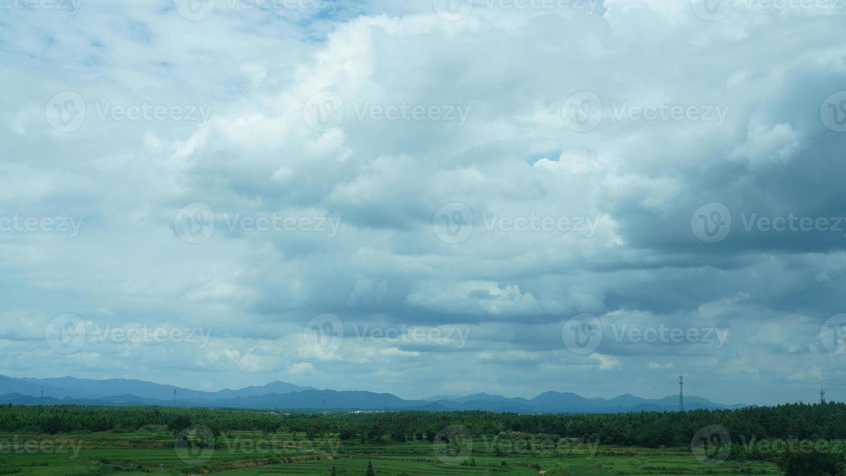 The beautiful countryside view from the runny train on the south of the China photo