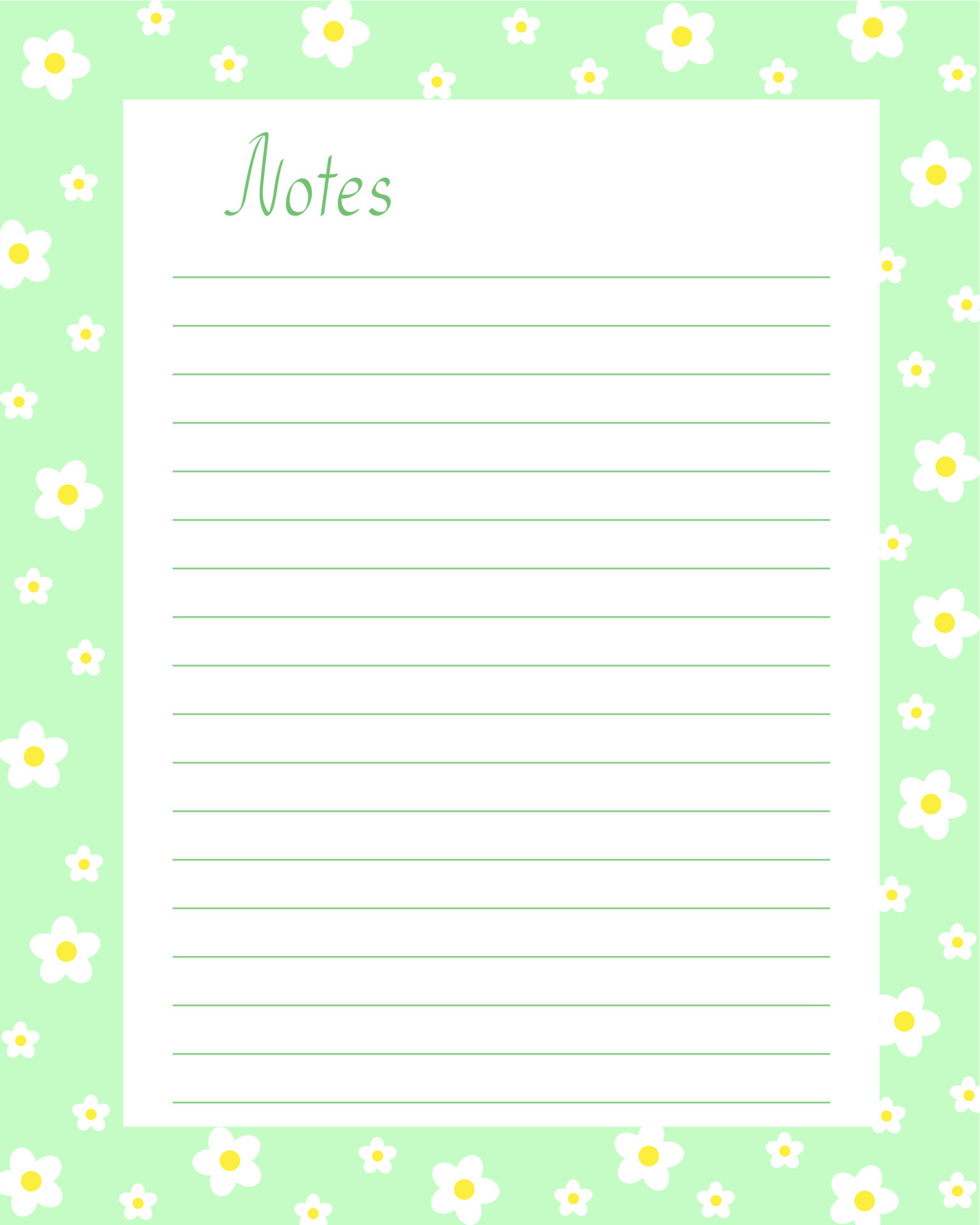 Notes blank lined page template with floral seasonal floral springtime Notes blank lined page template with floral seasonal floral springtime