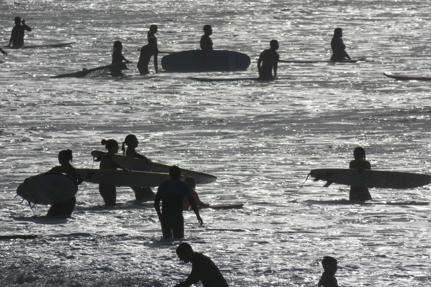 Surf school on an ocean beach photo