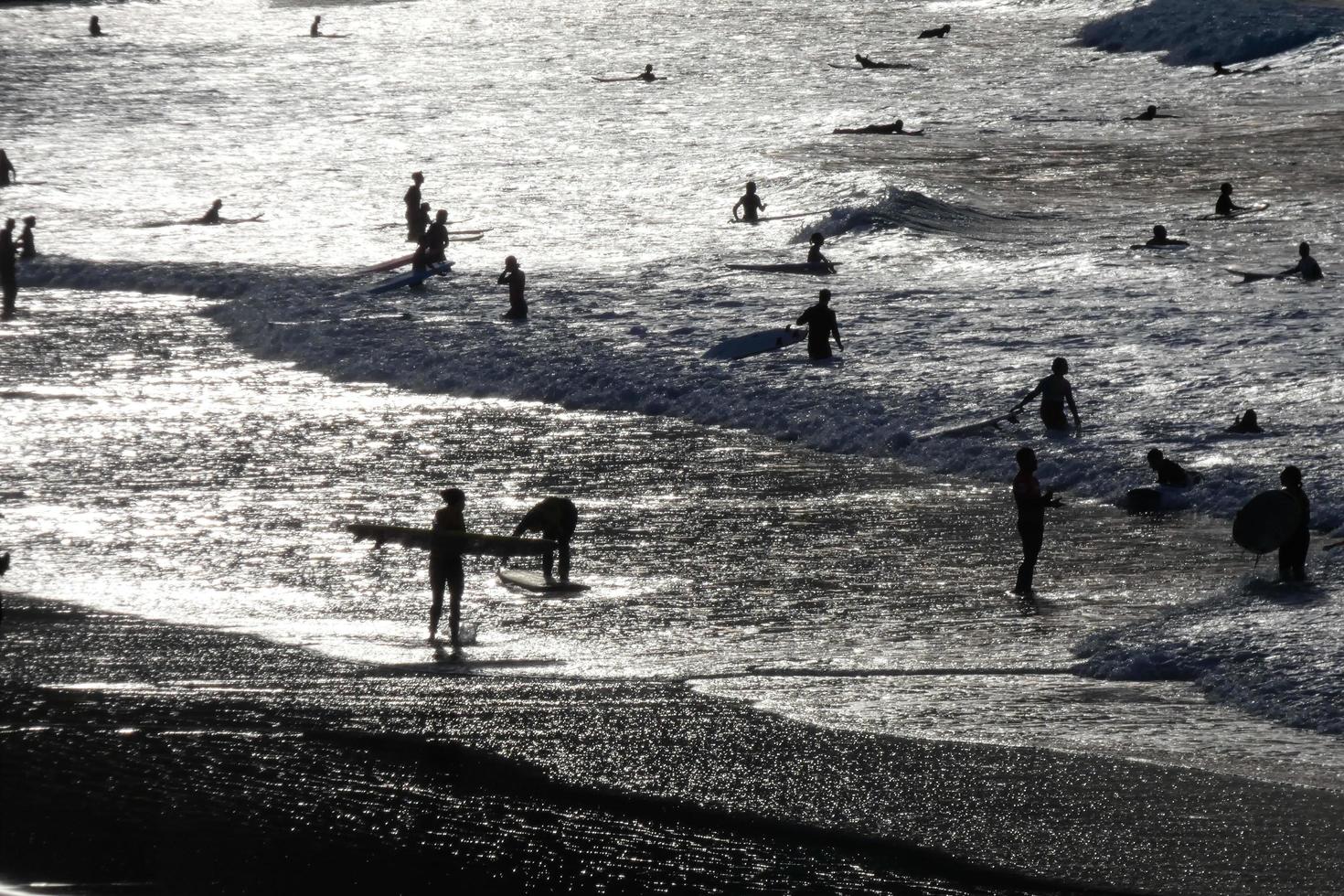 Surf school on an ocean beach photo