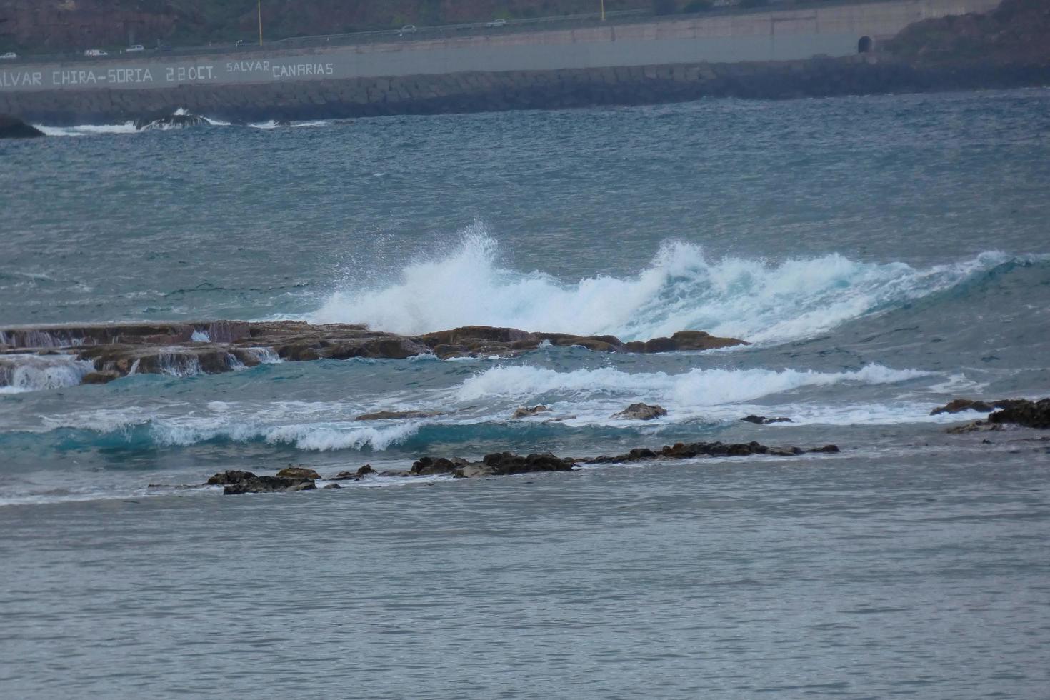 Waves in the ocean in winter time photo