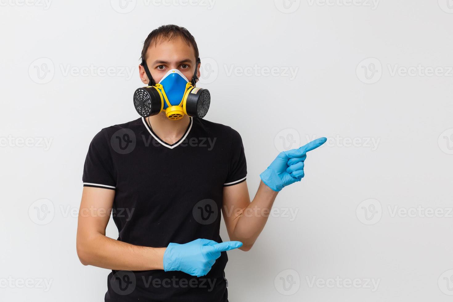 Portrait of Handsome Indian Asian Young man wearing Medical Health Mask, isolated over white background photo