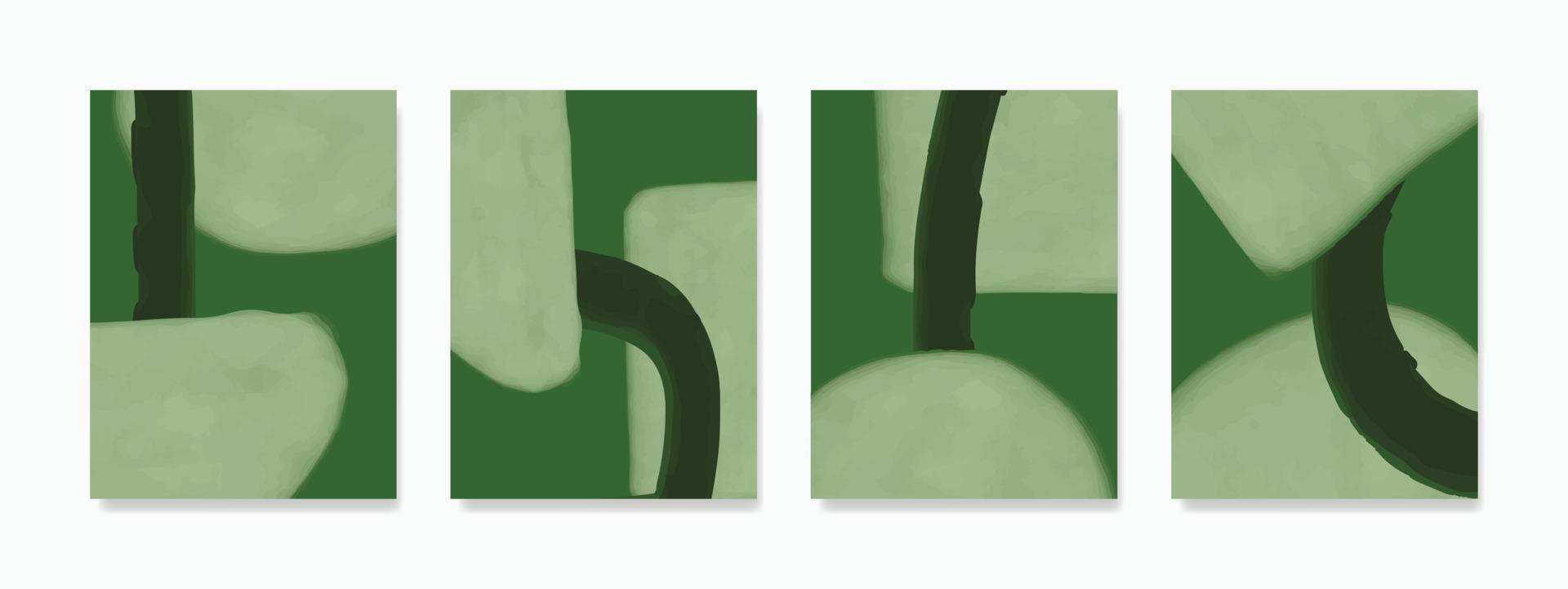 traer un toque de naturaleza a tu espacio con esta vector fondo, exhibiendo de inspiración boho minimalista verde acuarela formas y pintado a mano ilustraciones.