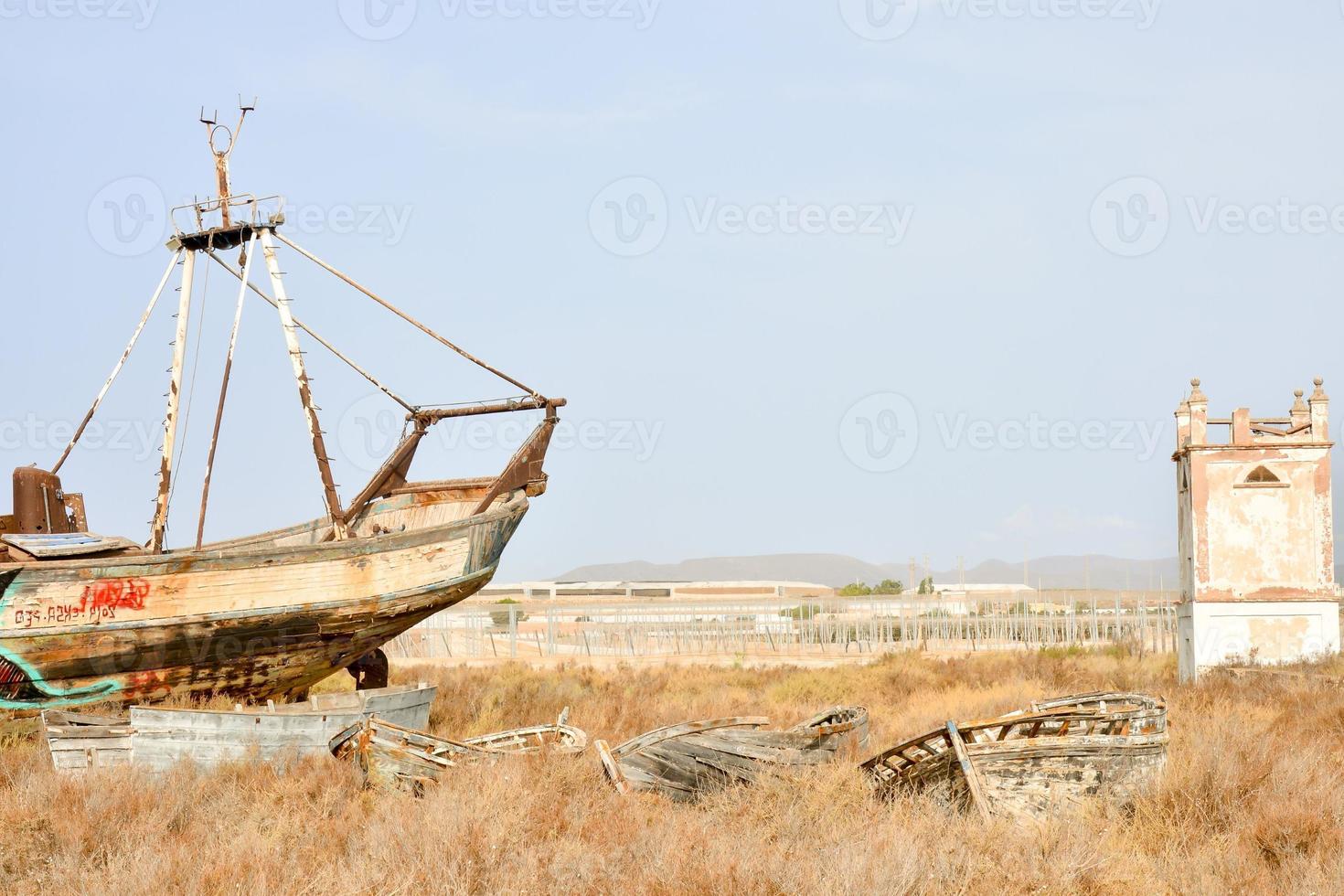 Rusty abandoned ship photo