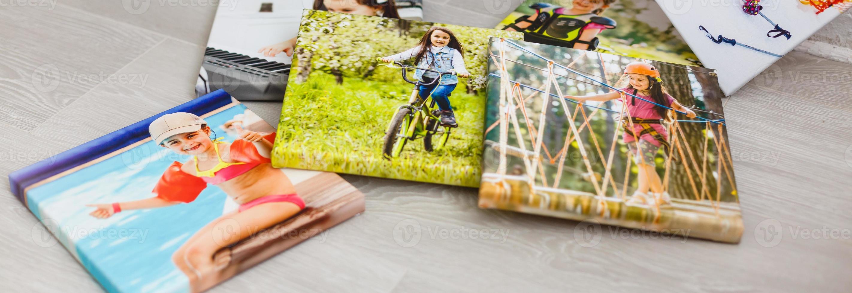 portraits of a little girl on a canvas photo