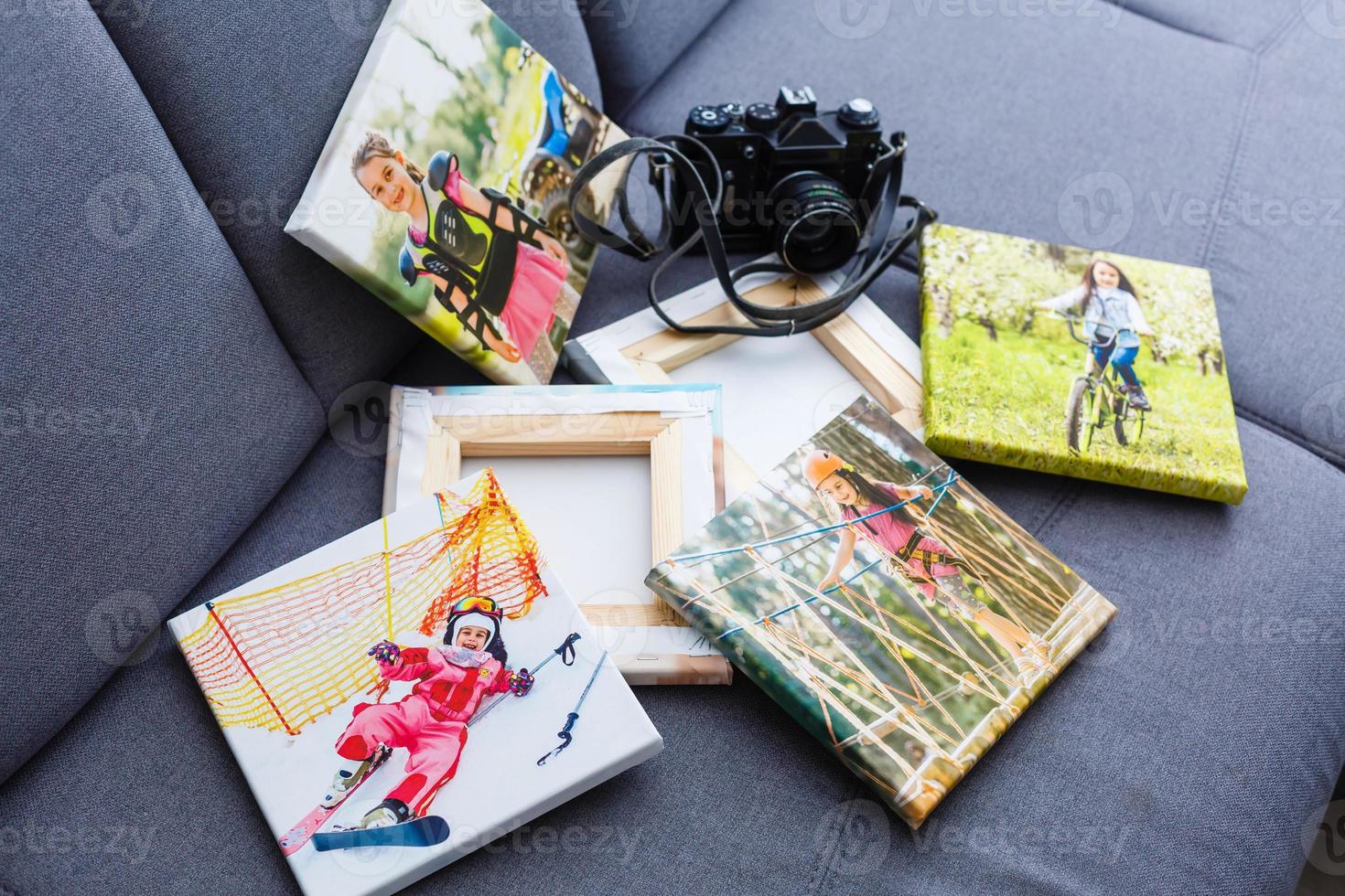 portraits of a little girl on a canvas photo