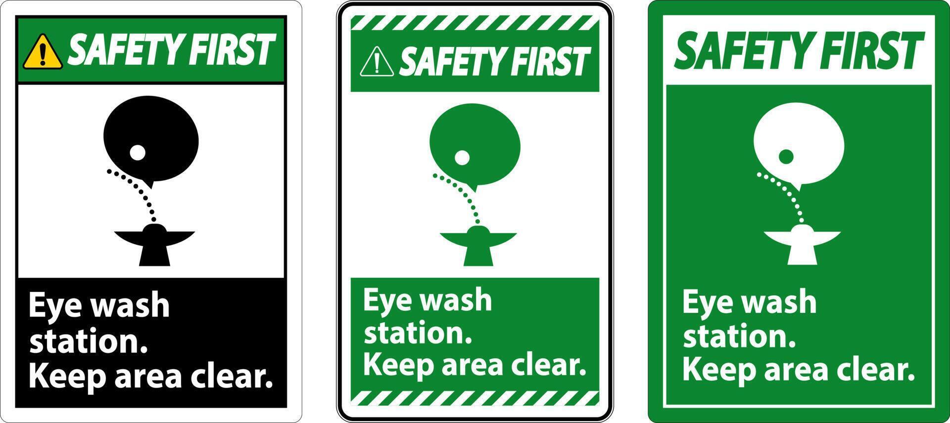 Emergency Eye Wash Station Keep Area Clear Sign vector