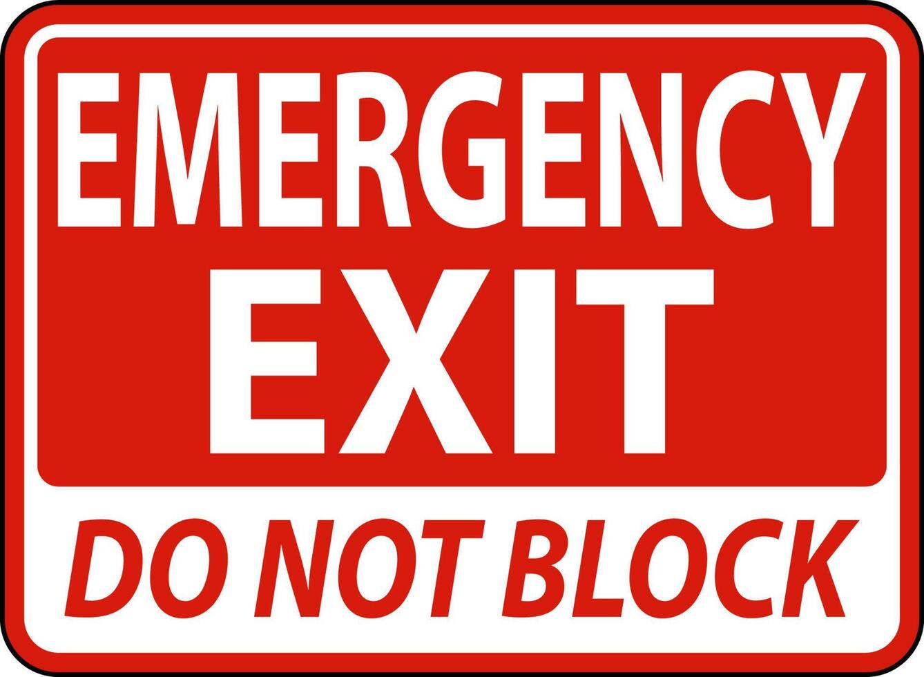 Emergency Exit Do Not Block Sign On White Background vector