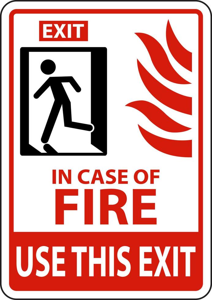 In Case of Fire Use This Exit Sign vector
