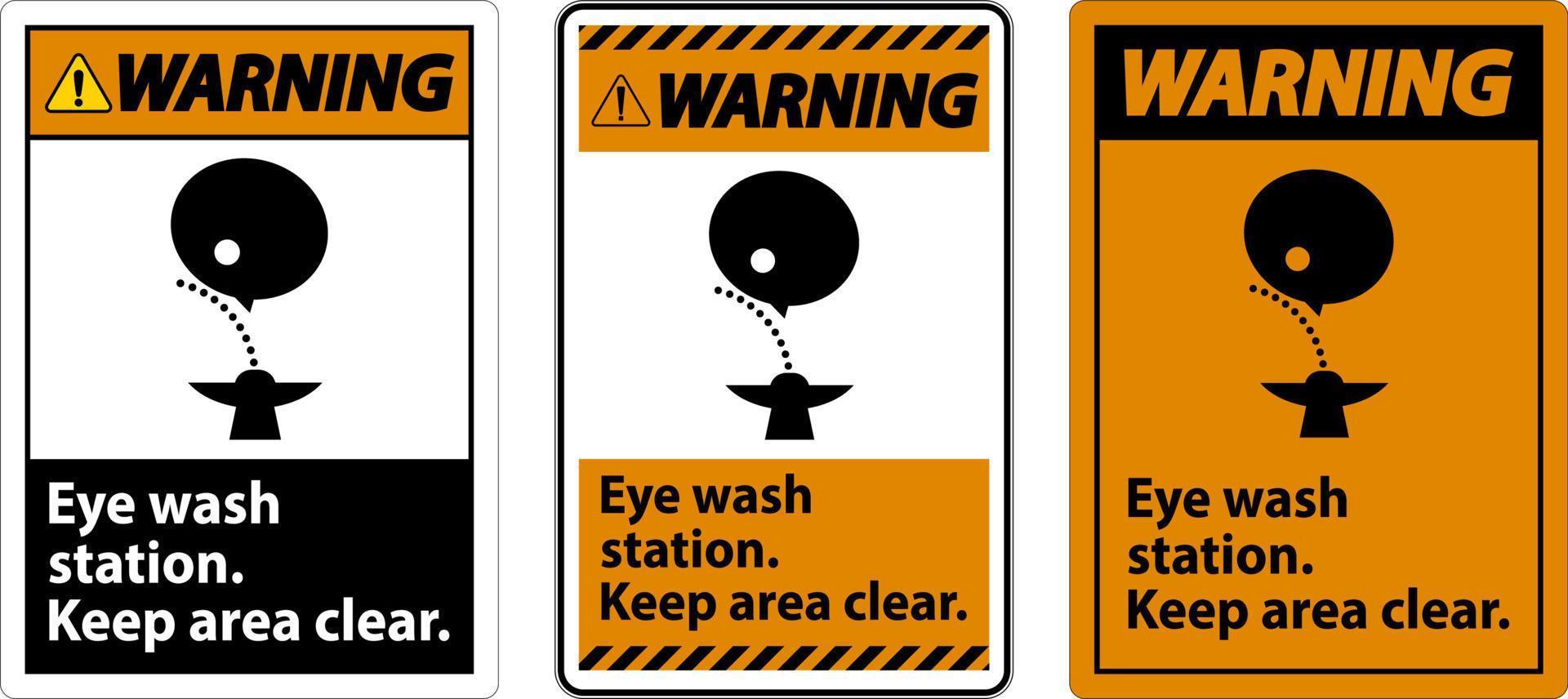 advertencia ojo lavar estación mantener zona claro firmar vector