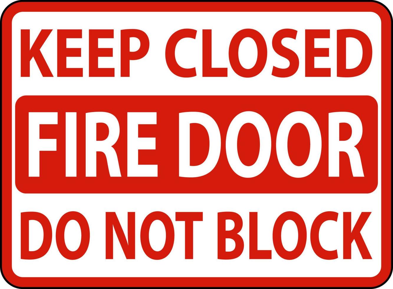 Keep Closed Do Not Block Fire Door Sign vector