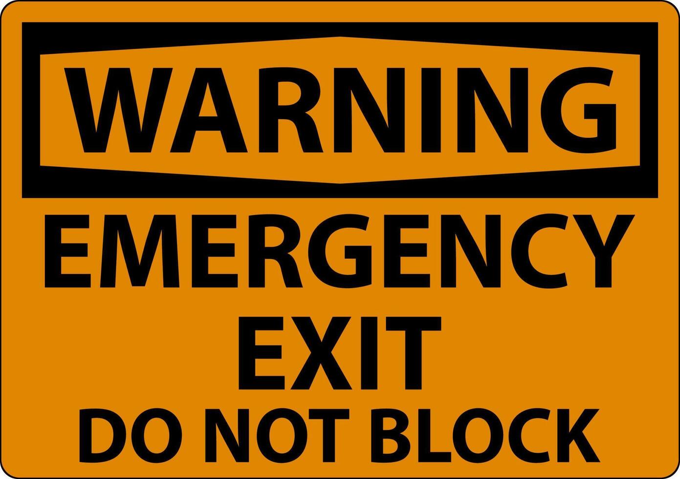 Warning Emergency Exit Sign On White Background vector