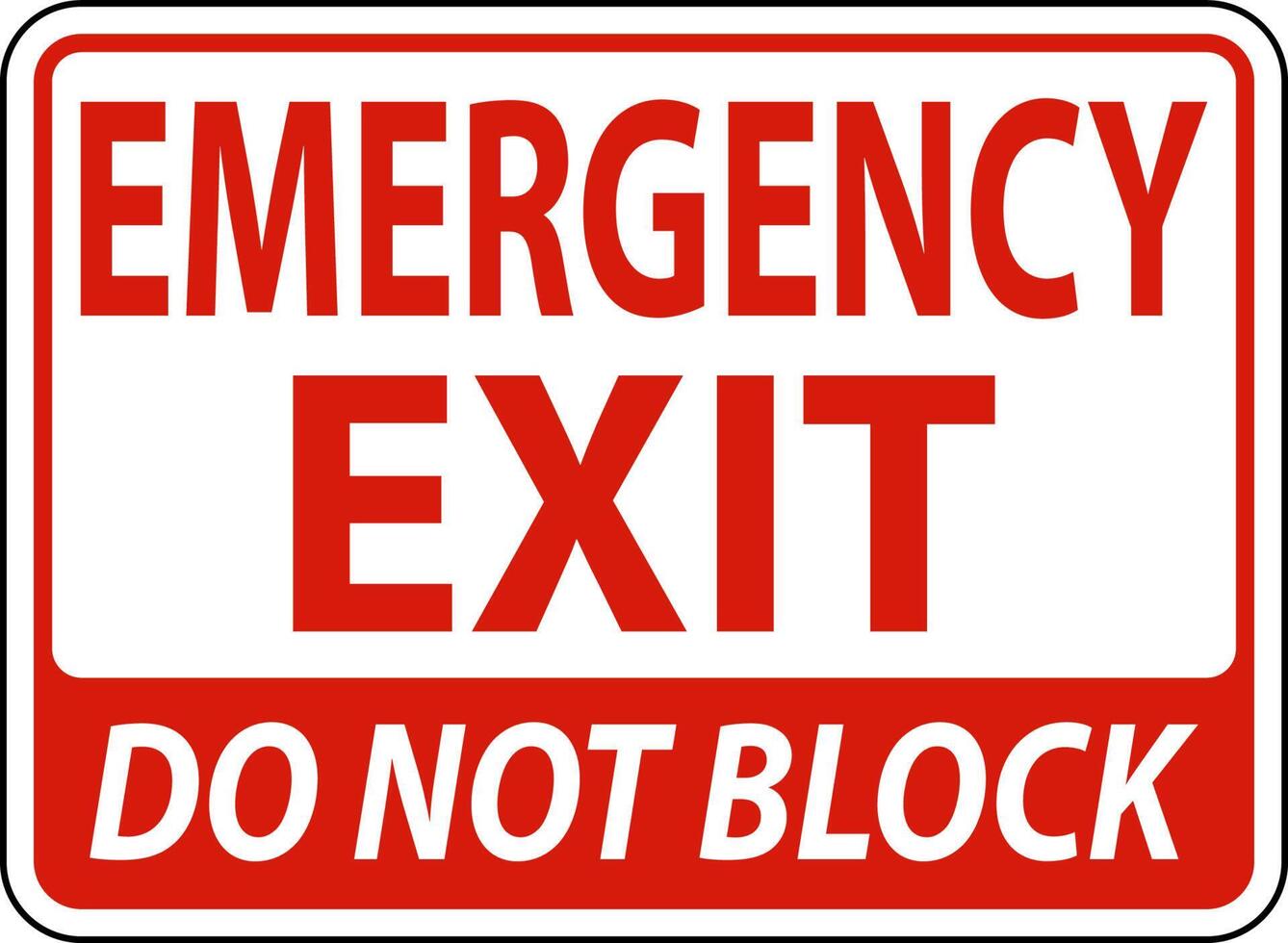 Emergency Exit Do Not Block Sign On White Background vector