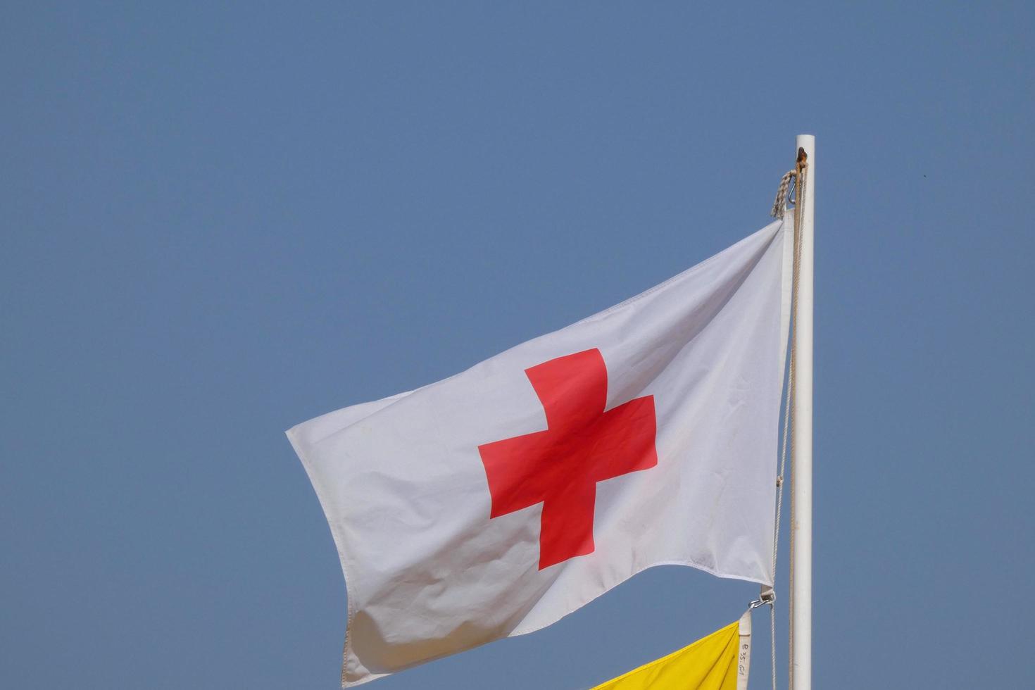 Coloured flags indicating danger and safety photo