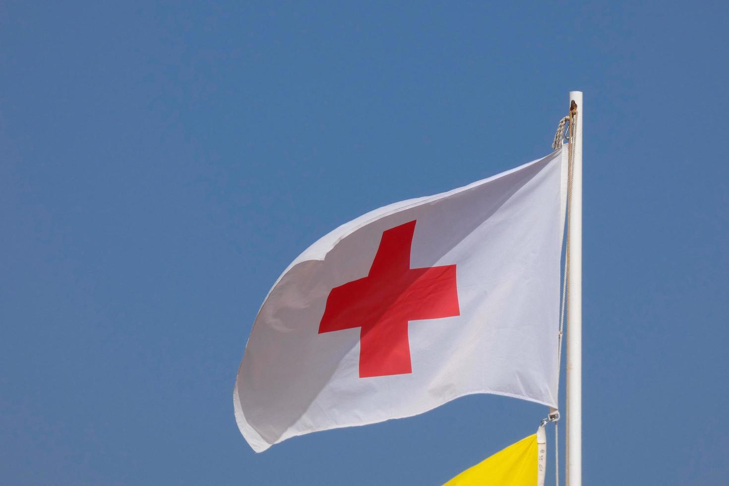 Coloured flags indicating danger and safety photo