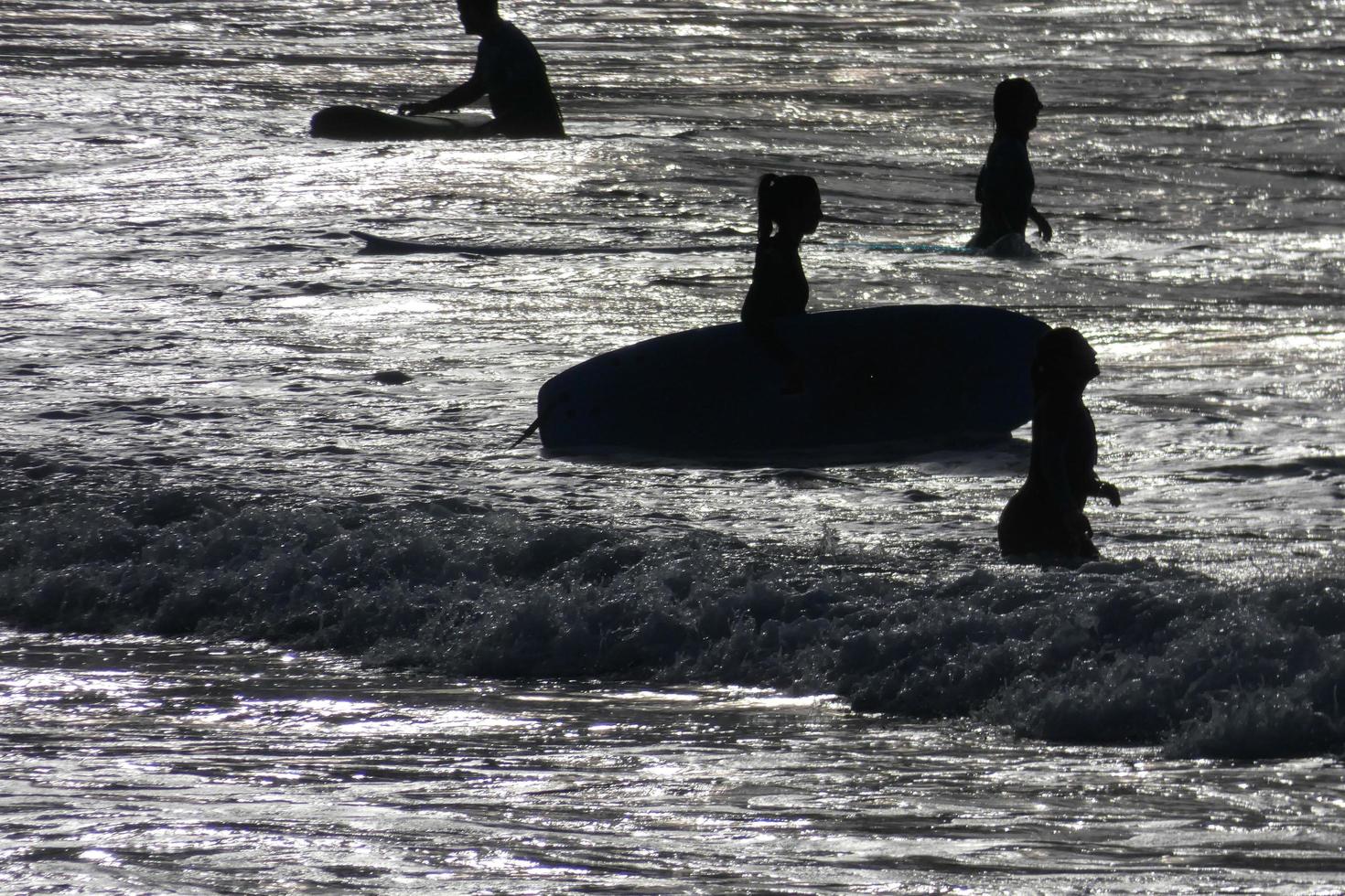 Surf school on an ocean beach photo