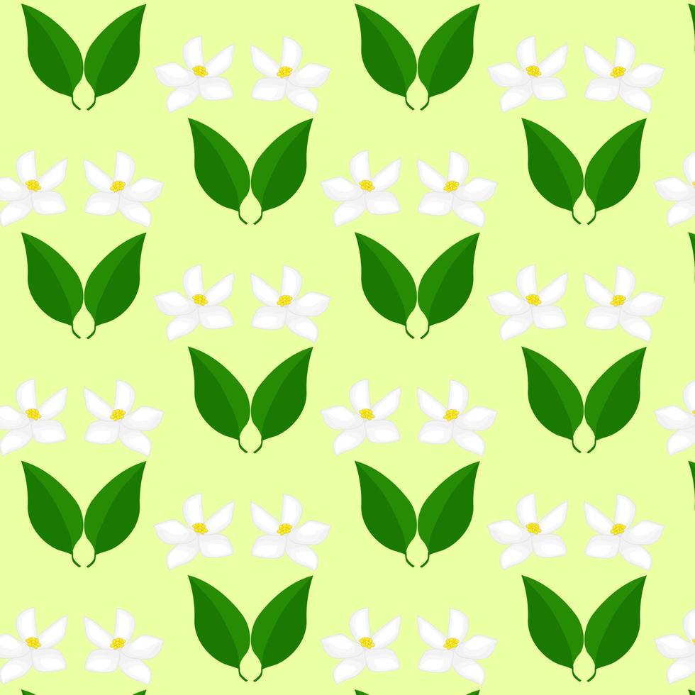 Lemon  flowers and leaves pattern. For posters, logos, labels, banners, stickers, product packaging design, etc. Vector illustration