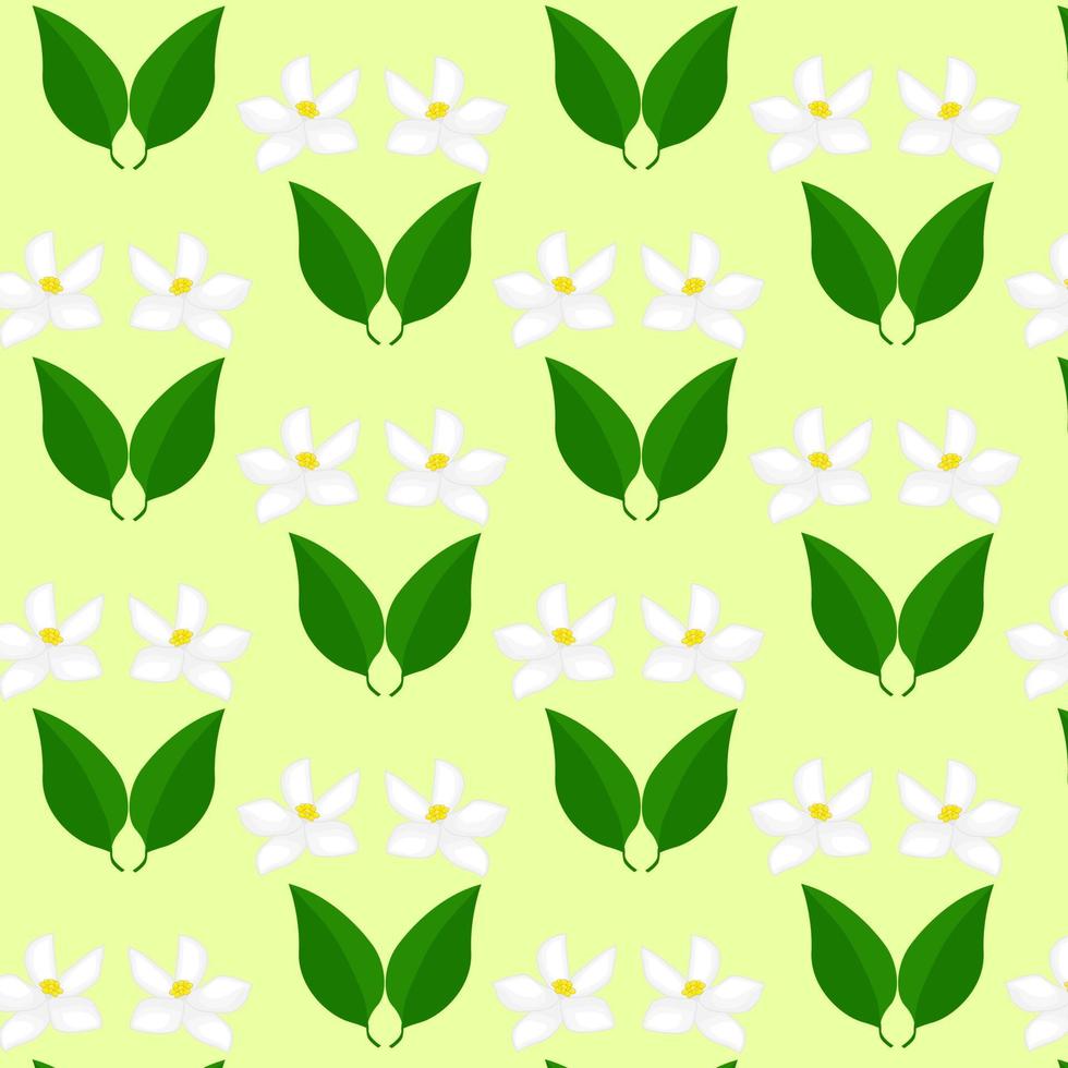 Lemon  flowers and leaves pattern. For posters, logos, labels, banners, stickers, product packaging design, etc. Vector illustration