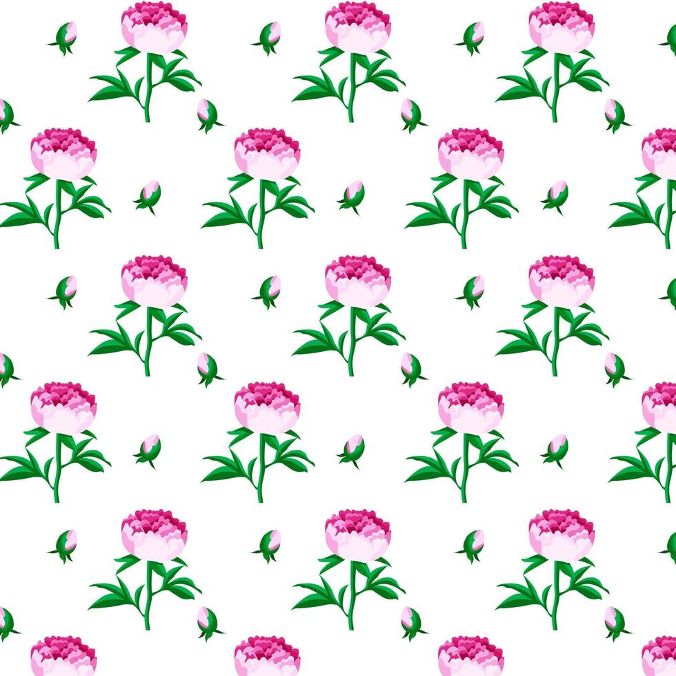 Pattern peonies flowers. Hand drawn, vector botanical flora for decoration, wedding invitation, wallpapers, fabric, wrapping paper. Vector illustration