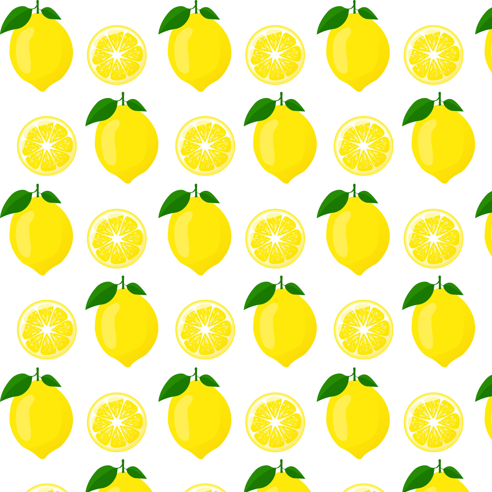 Lemon with green leaf and sliced pattern. For posters, logos, labels ...