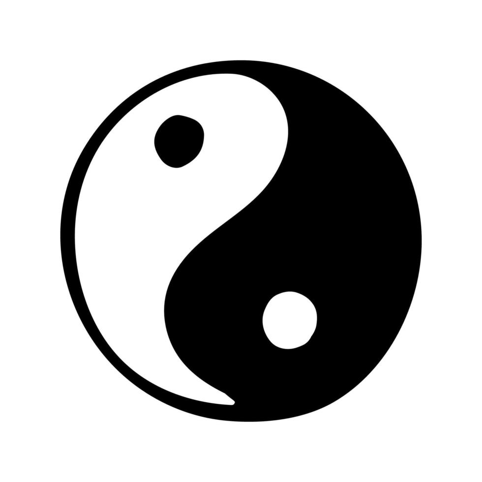 soltero mano dibujado elemento ying yang símbolo para saludo tarjetas, carteles, pegatinas y meditación diseño. aislado en blanco antecedentes. garabatear vector ilustración.