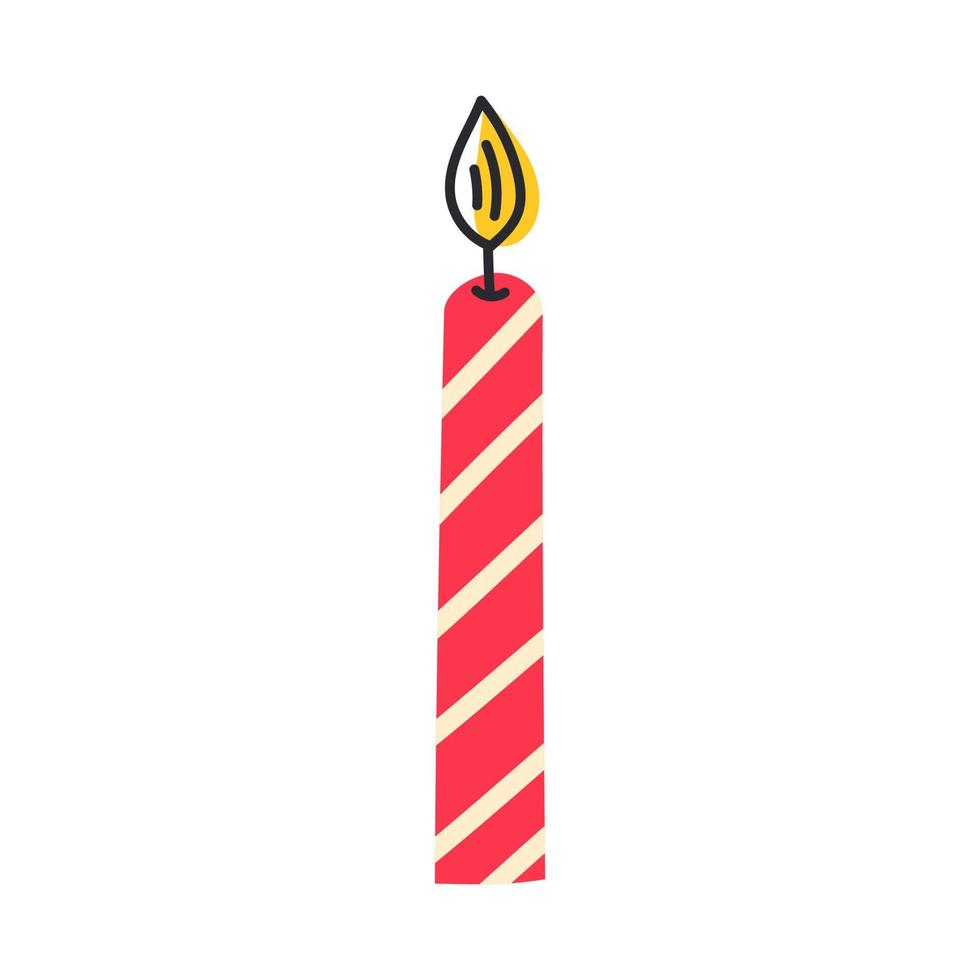 cumpleaños vela. rojo vela para un fiesta en escandinavo estilo. mano dibujar vector ilustración