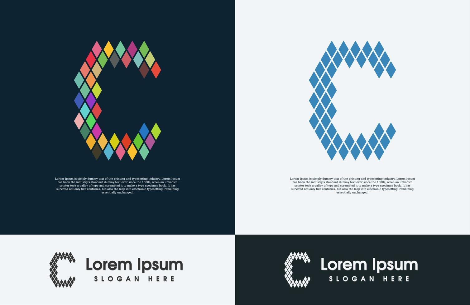 Letter C bit creative and colorful logo vector