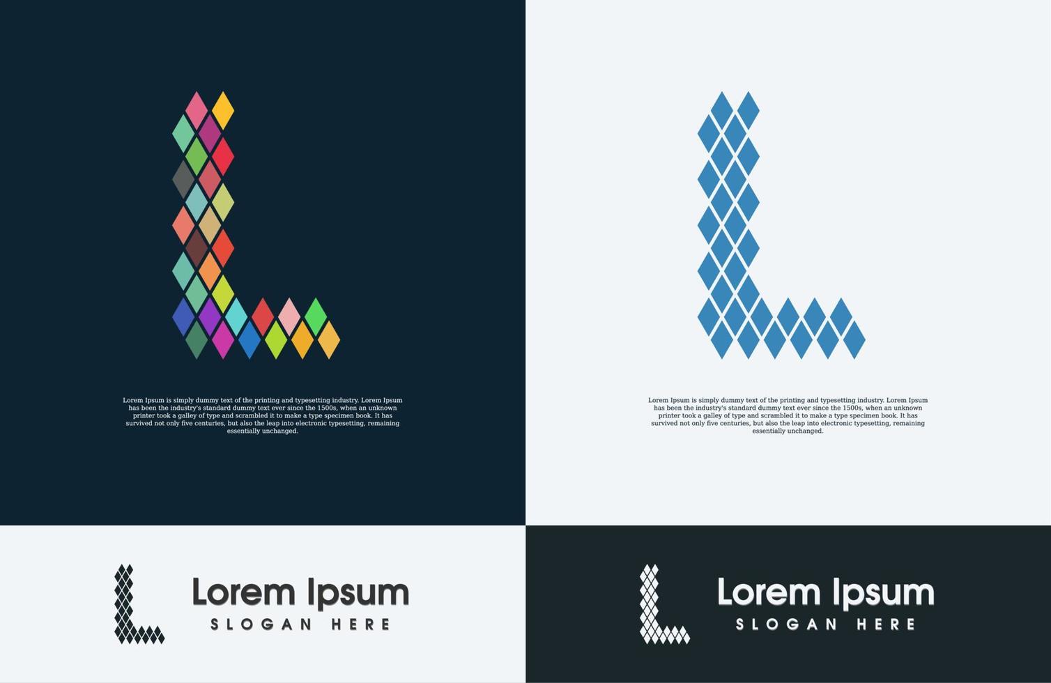 Letter L bit creative and colorful logo vector