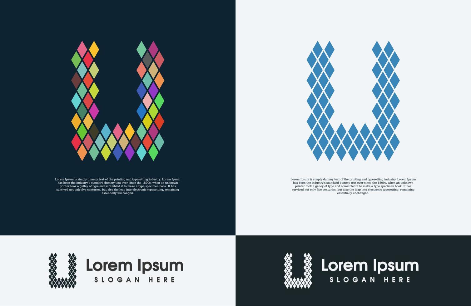 Letter U bit creative and colorful logo vector