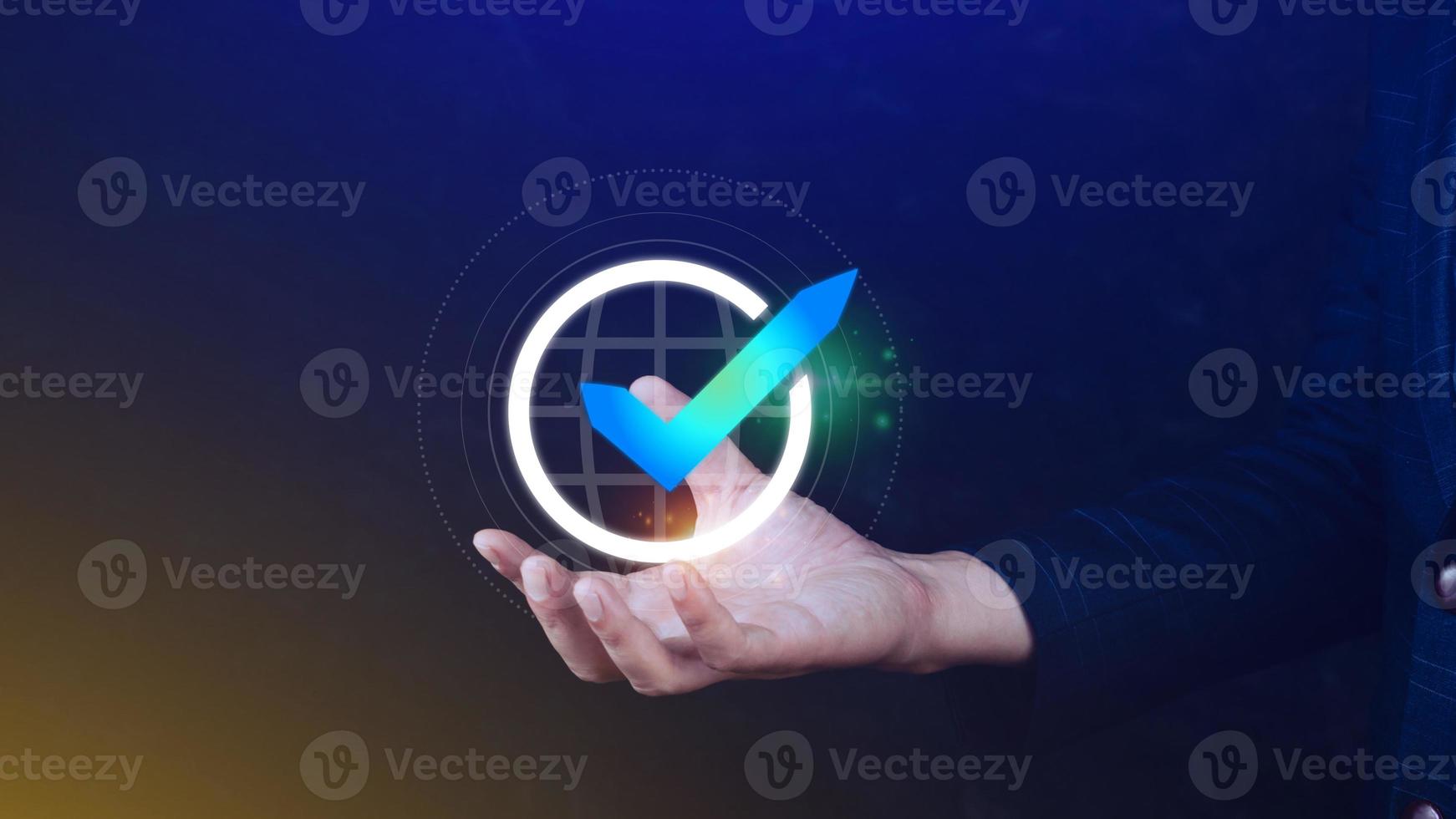 Quality Assurance Control Standards, Hand shows the sign of the top service Quality assurance, Guarantee, Standards, ISO certification and standardization concept. photo